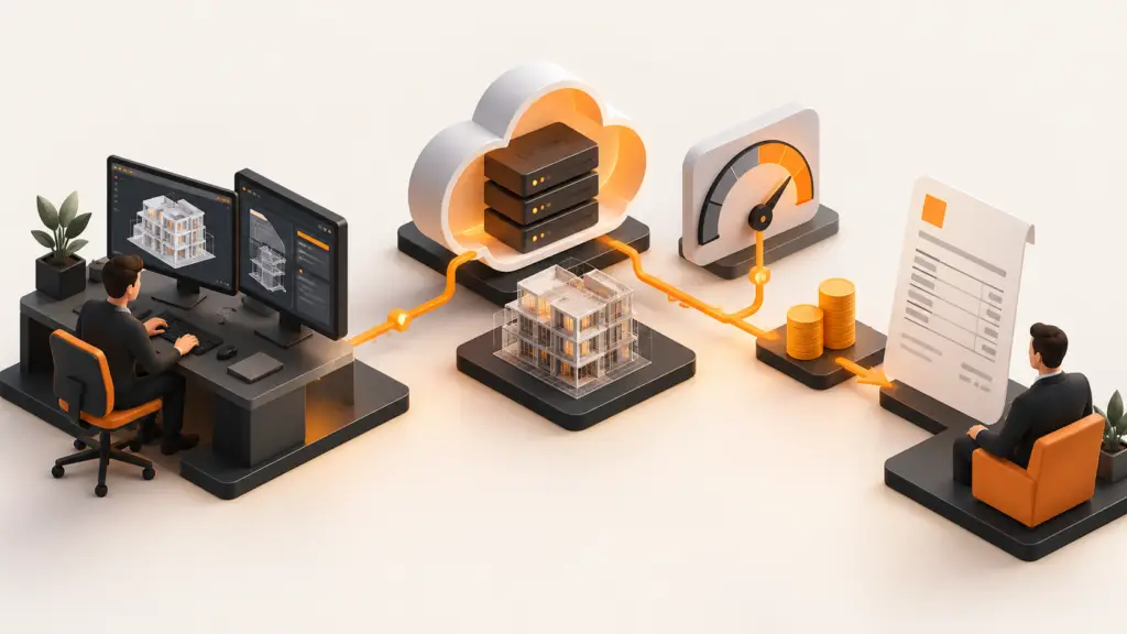 Un recorrido conecta desarrollo, consumo de servicios en la nube, un contador y una factura.